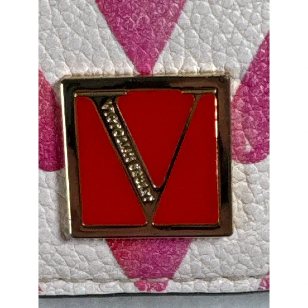 Victoria's Secret Heart Print Card Holder Keychain Wallet ID Case Pink Red - Picture 3 of 5